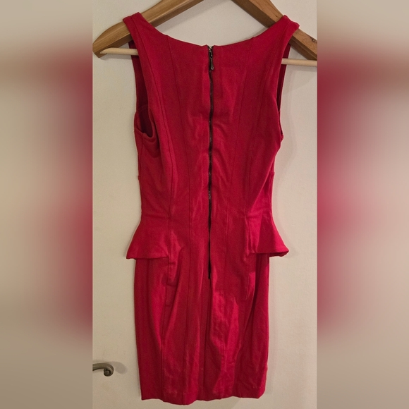 Bebe Sweetheart Racy Red Bodycon Zanzibar Knit Dress Peplum Valentines 90s y2k - Picture 5 of 13